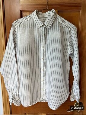 Uniqlo White Shirt with Black Pinstripes